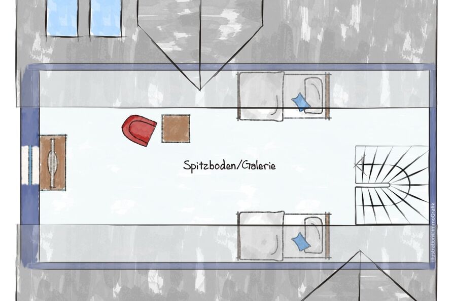 Grundriss Spitzboden als Gallerie